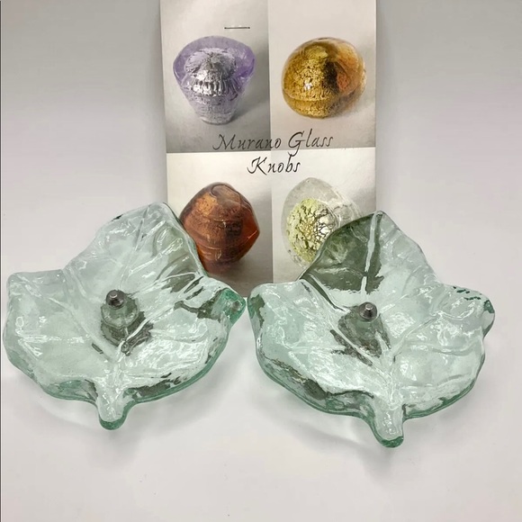 Gorgeous Metal and Murano Glass Knobs Blue and Clear - Picture 3 of 12